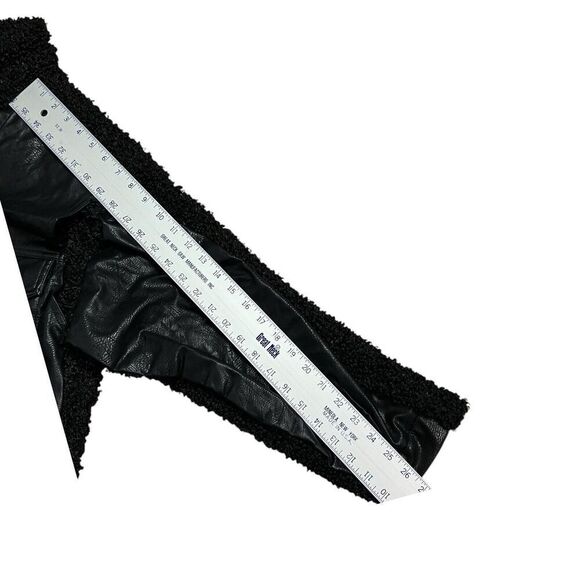 Blank NYC Jacket S Black Sherpa Oversized Vegan Leather Trucker Funnel Zip Comfy - Picture 11 of 14